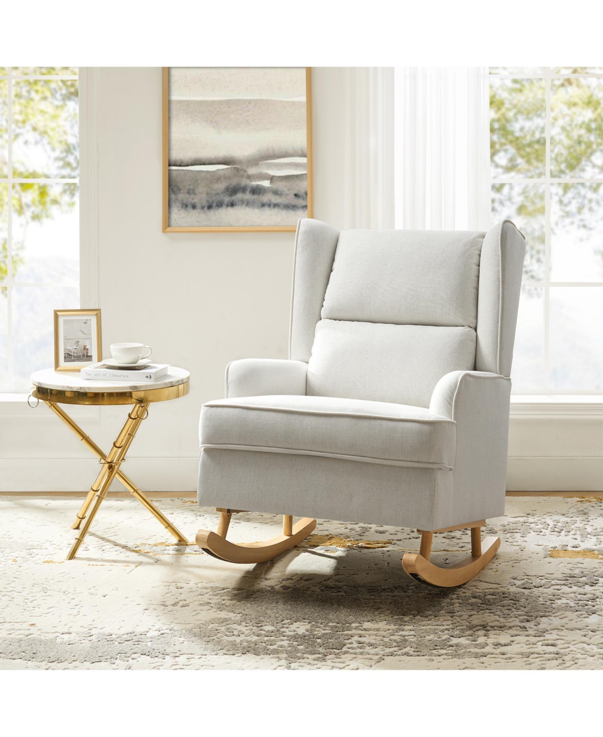 Adrian modern rocking chair with solid wood legs