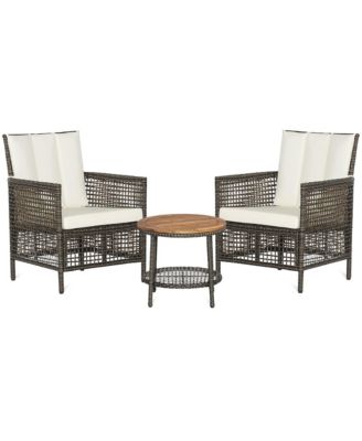 3PCS Patio Wicker Bistro Set Furniture Set PE Rattan Table Set w/ Cushions