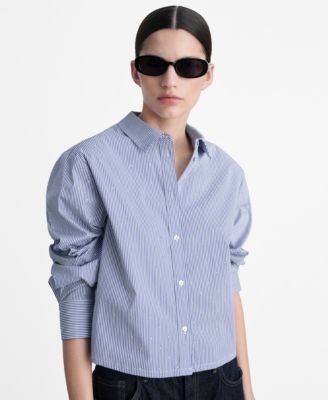 MANGO - Women's Striped Cotton-Blend Shirt