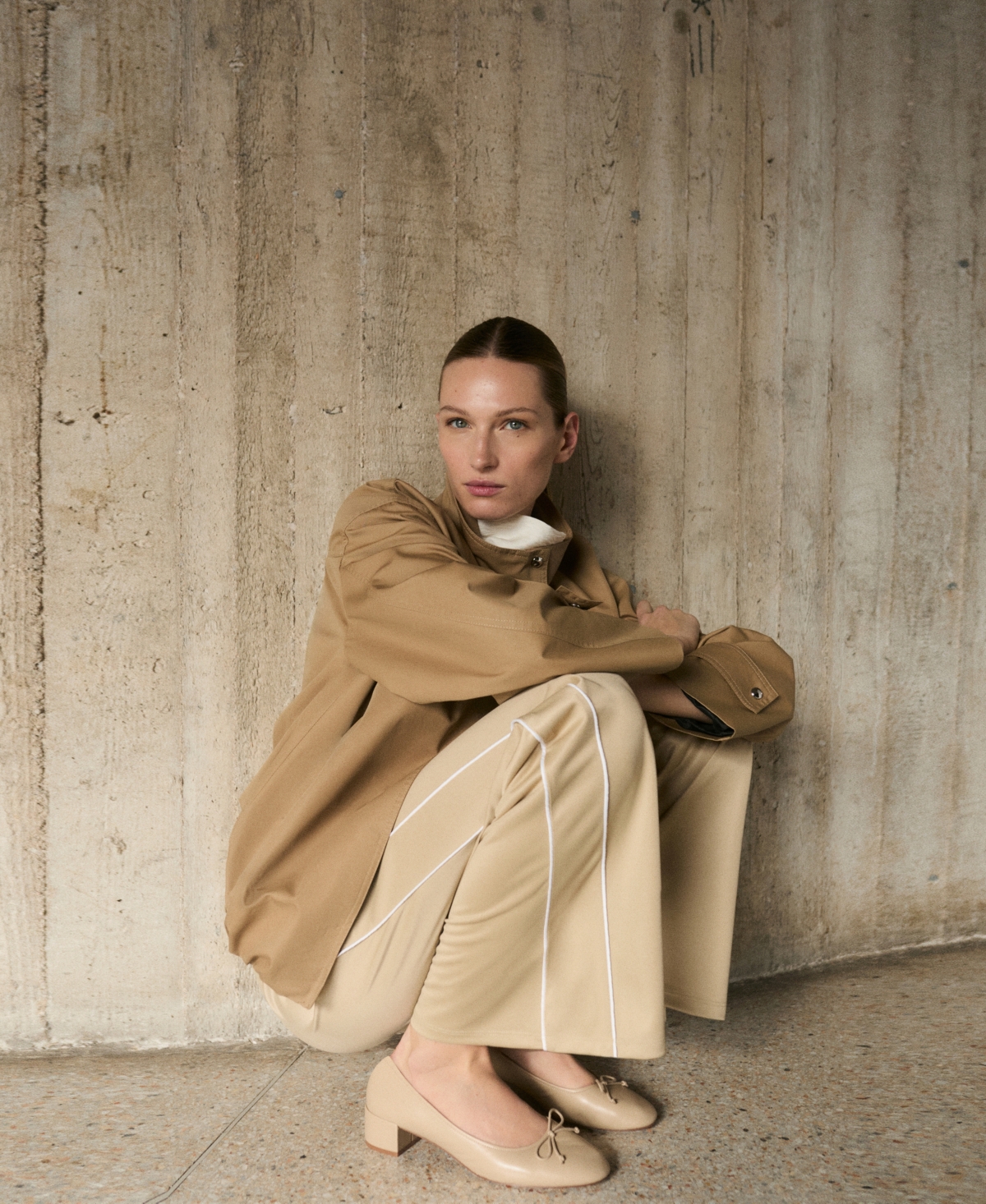 Mango Piped Flare Leg Pants In Medium Brown