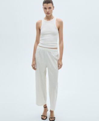 Women's Linen-Blend Culotte Suit Pants