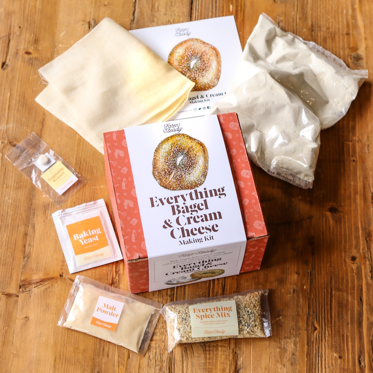 Farm Steady Brooklyn Brew Shop Everything Bagel Cream Cheese Making Kit In Orange