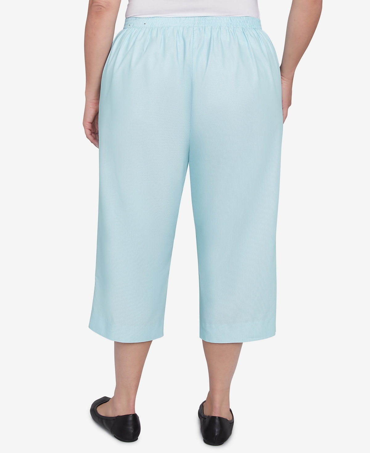 Alfred Dunner Plus Size St. Thomas Heat Set Embroidered Capri Pants In Blue