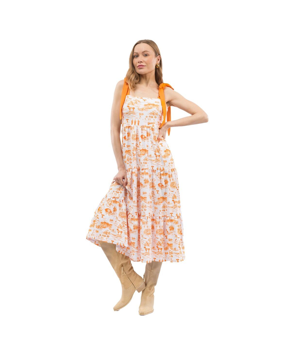 Women's Orange Tennessee Volunteers Tied Shoulder Tiered Midi Dress - Orange