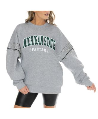 Gameday Couture - Women's Heather Gray Michigan State Spartans Competitive Edge Oversized Fleece Pullover Sweatshirt