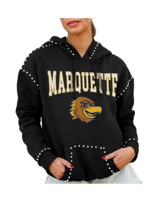 Gameday Couture - Women's Black Marquette Golden Eagles Studded Pullover Hoodie