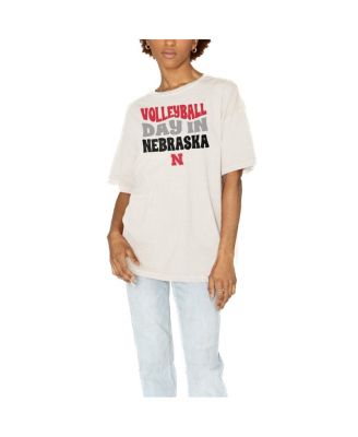 Women's White Nebraska Huskers Volleyball Day Oversized T-Shirt