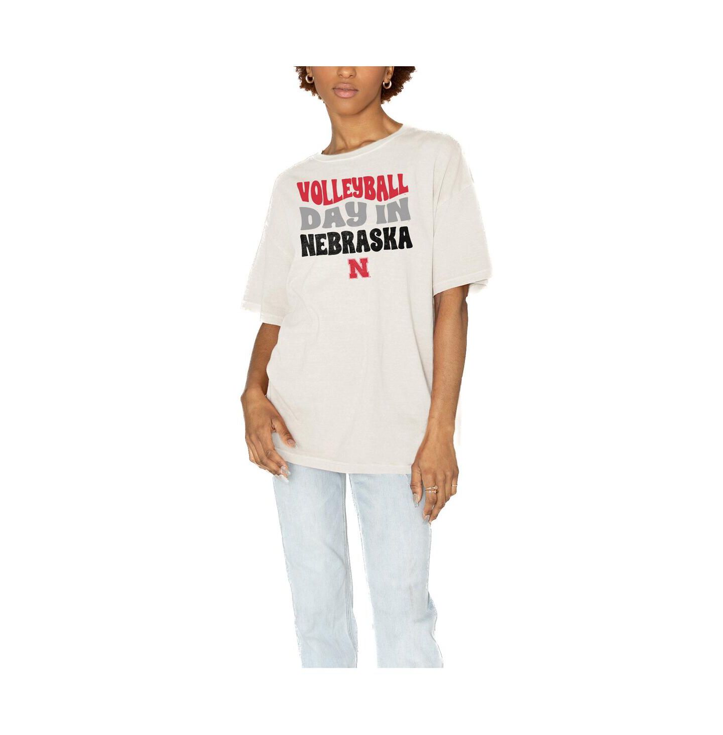 Женская футболка Gameday Couture White Nebraska Huskers Volleyball Day Oversized — фото 4