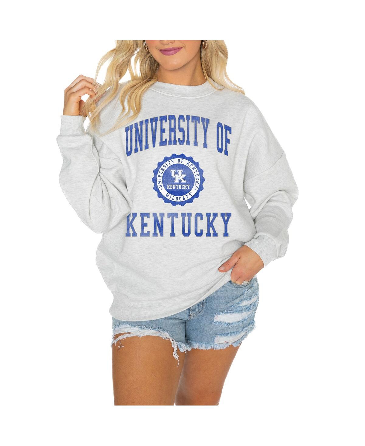 Gameday Couture Women's Steel West Virginia Mountaineers Good Vibes Premium Fleece Drop Shoulder Pullover Sweatshirt In Steel