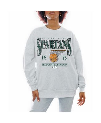 Gameday Couture - Women's Gray Michigan State Spartans Basketball Premium Fleece Drop Pullover Sweatshirt