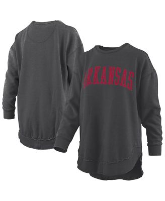 Pressbox - Women's Black Arkansas Razorbacks Melange Poncho Vintage Fleece Long Sleeve Pullover Sweatshirt