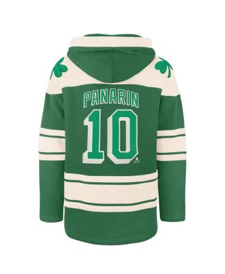 Men's Artemi Panarin Kelly Green New York Rangers St. Patrick's Day Player Name Number Lacer Pullover Hoodie