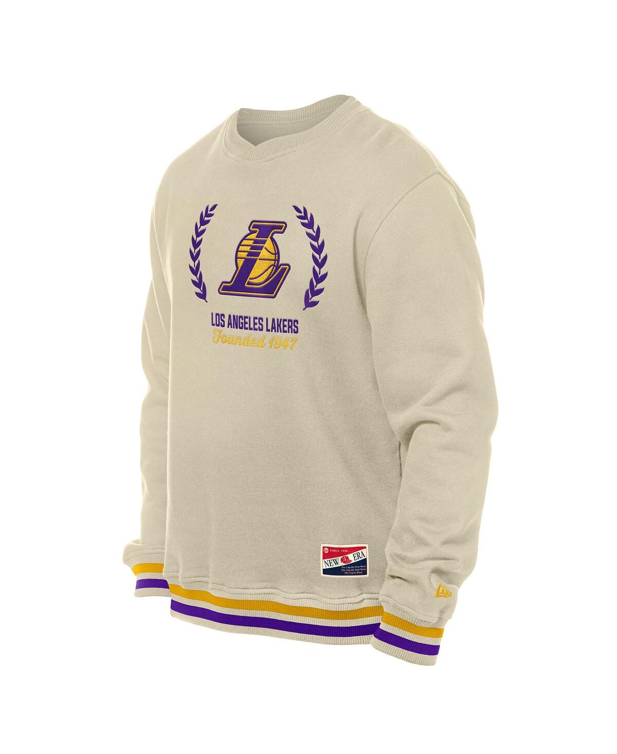 New Era Men's White Los Angeles Lakers Throwback Vintage Pullover Sweatshirt In White