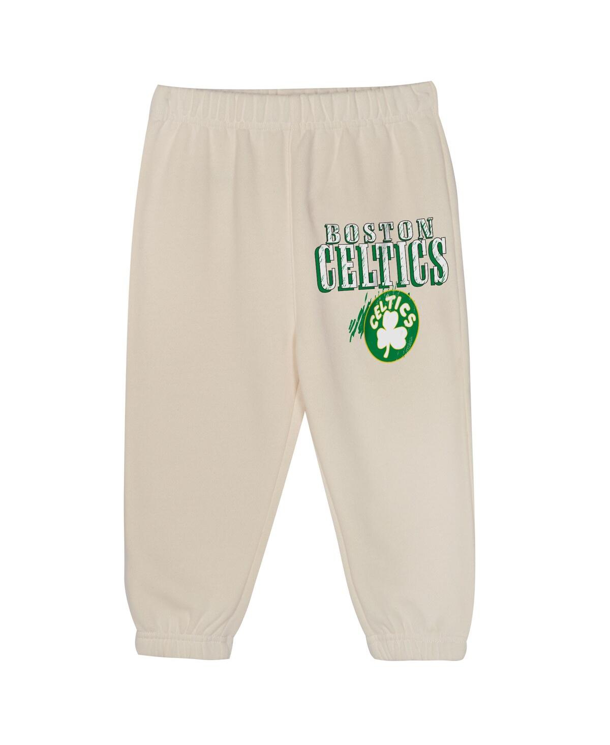 Mitchell & Ness Toddler 2-piece Cream Boston Celtics Hang Time Oversized Pullover Hoodie And Pants Set In Cream