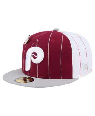 New Era - Men's&nbsp;Dark Red Philadelphia Phillies Pinstripe 59FIFTY Fitted Hat
