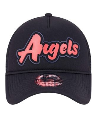 Men's Black Los Angeles Angels Retro Bold A-Frame Trucker 9FORTY Adjustable Hat