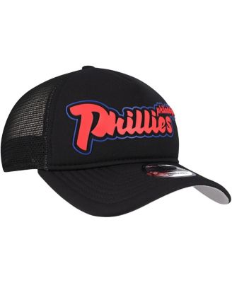 Men's Black Philadelphia Phillies Retro Bold A-Frame Trucker 9FORTY Adjustable Hat