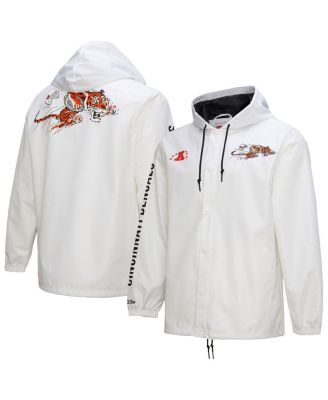 Mitchell & Ness - Men's White Cincinnati Bengals Vintage Logo Coaches Full-Snap Hoodie Jacket
