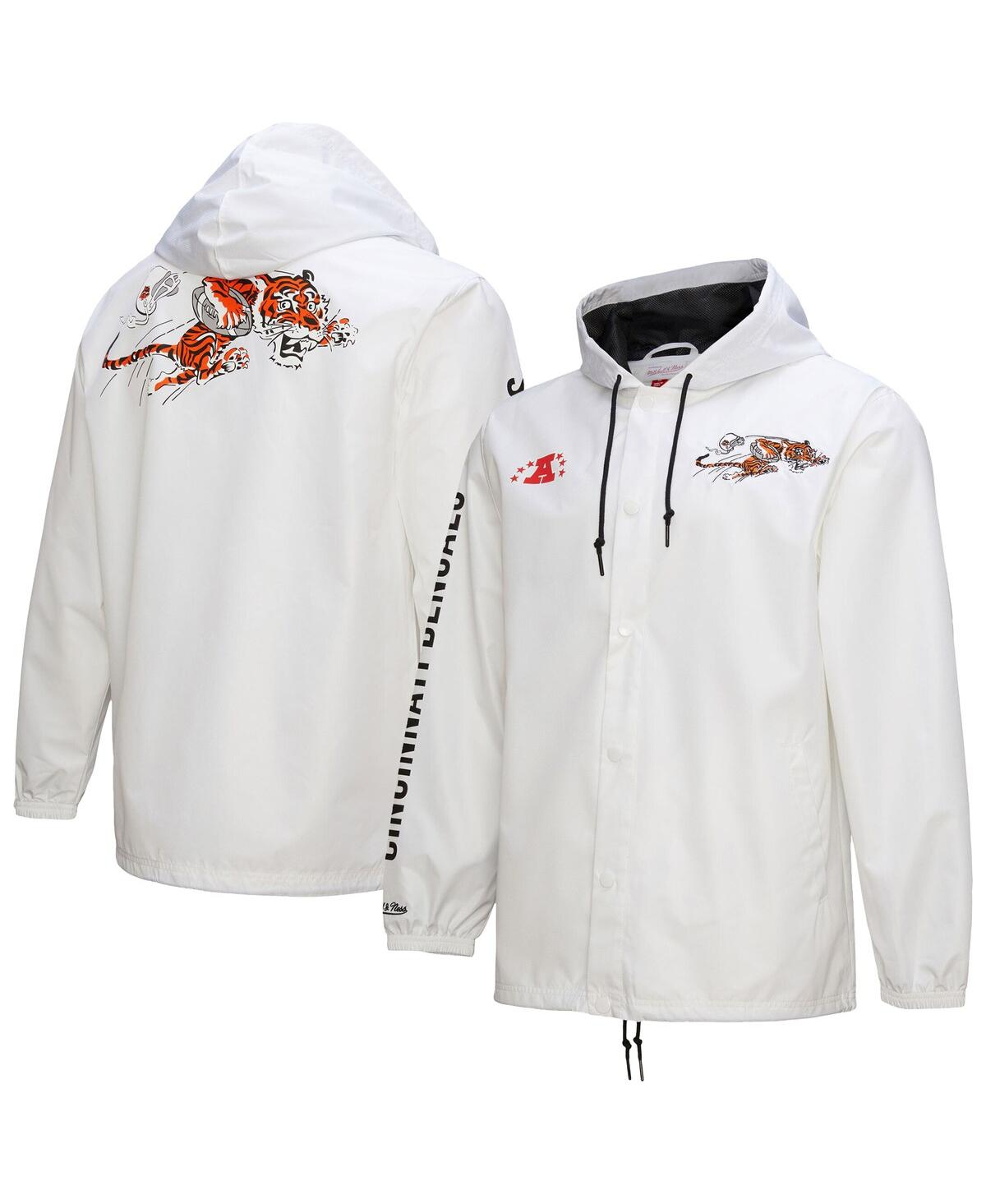 Mitchell & Ness Men's White Cincinnati Bengals Vintage Logo Coaches Full-snap Hoodie Jacket In White