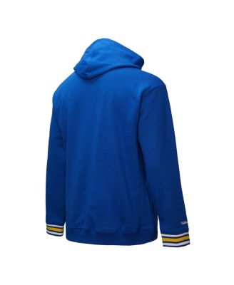 Men's Royal Golden State Warriors Chainstitch Applique Vintage Heavyweight Pullover Hoodie