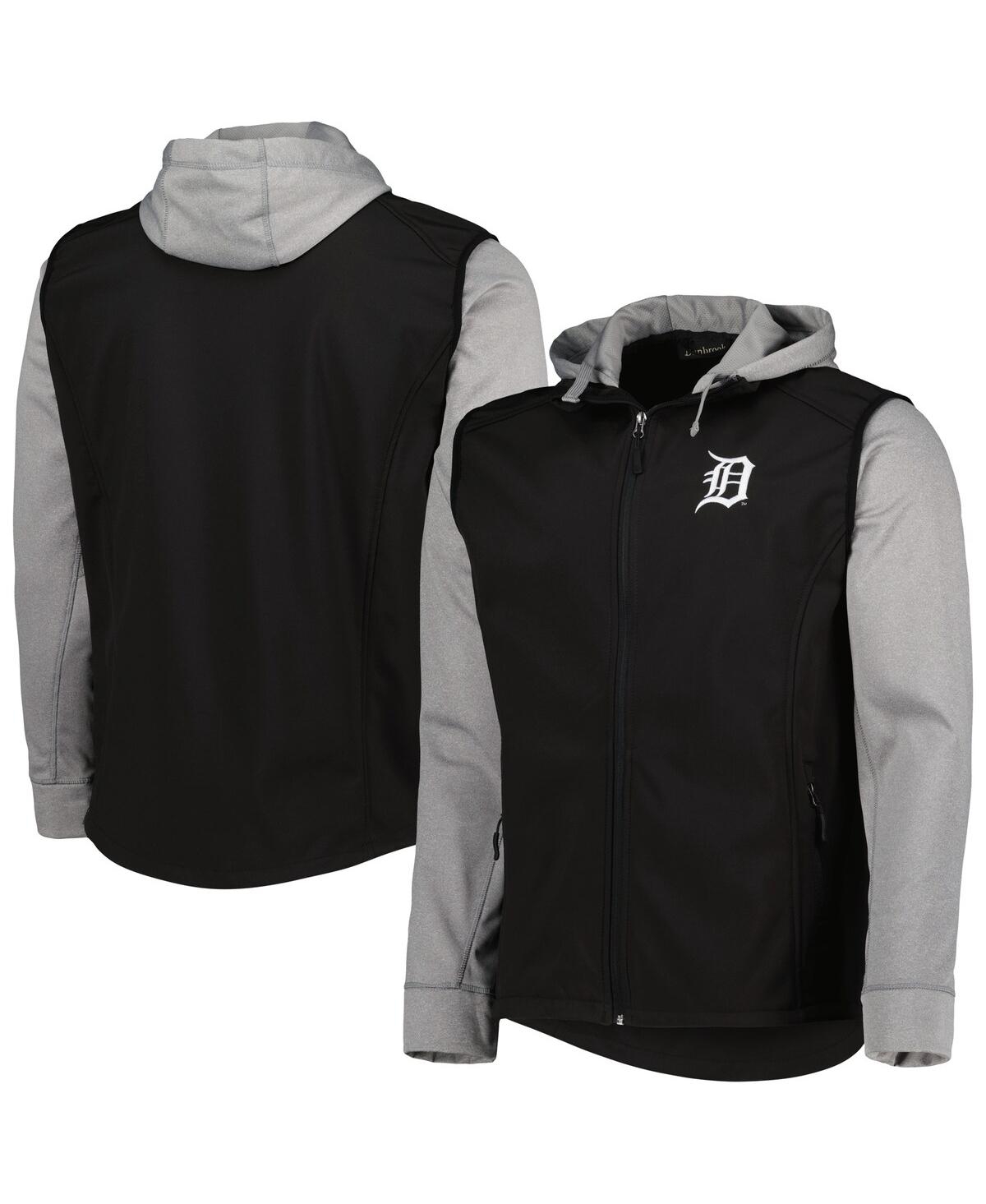 DUNBROOKE MEN'S BLACK/HEATHER GRAY DETROIT TIGERS ALPHA FULL-ZIP JACKET 