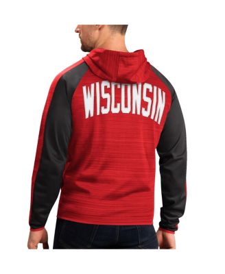 Men's Red Wisconsin Badgers Neutral Zone Raglan Full-Zip Track Hoodie Jacket