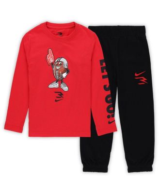 Nike 3BRAND by Russell Wilson - Preschool Red/Black Let's Go Ballers Long Sleeve T-Shirt and Sweatpants Set