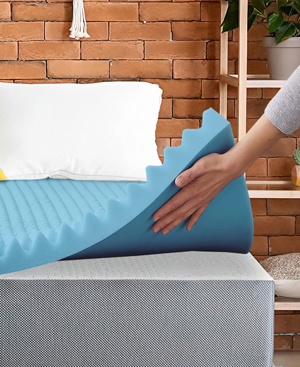 Payton 2" Convoluted Gel Memory Foam Mattress Topper, Twin In Blue