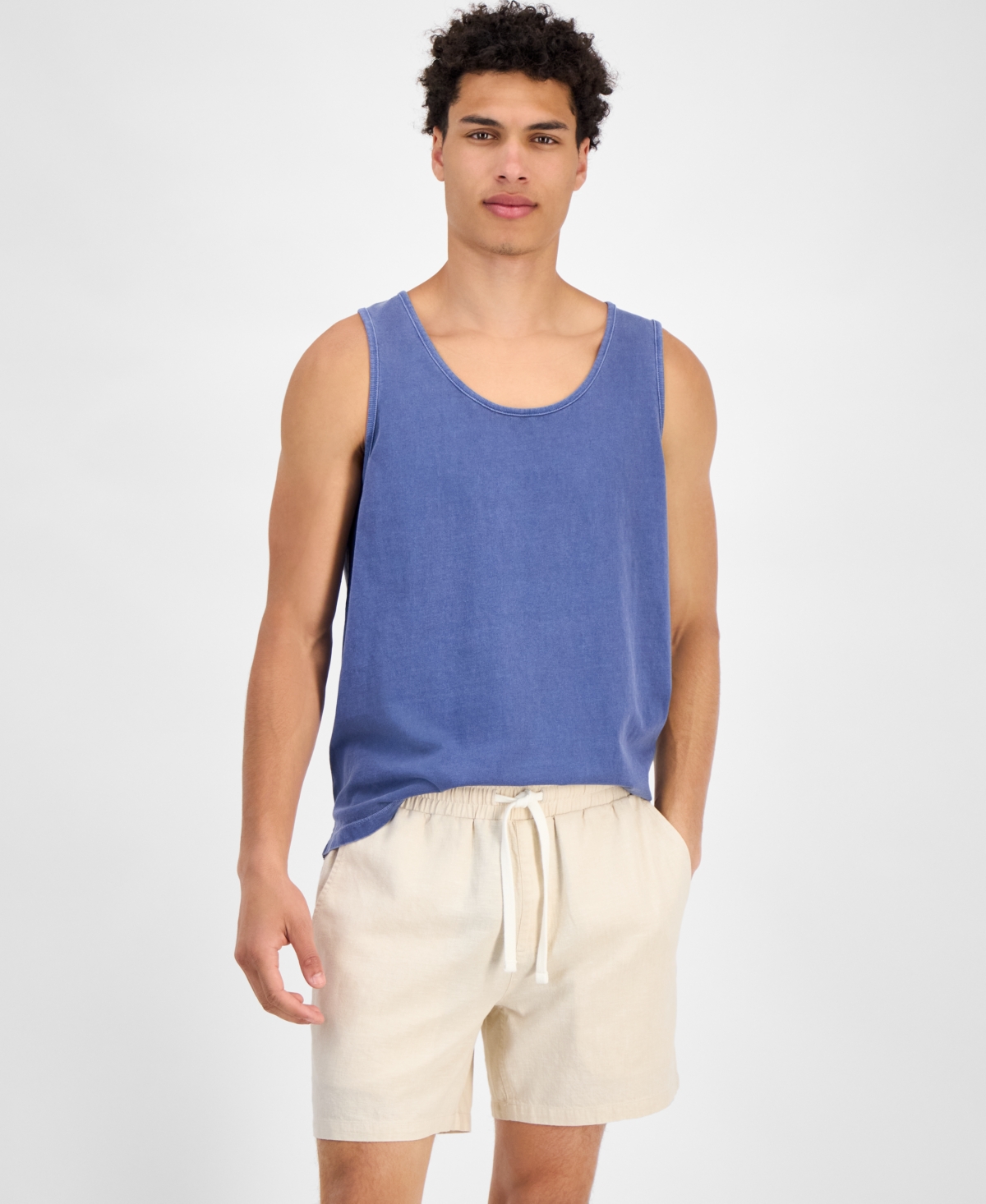 SUN + STONE MEN'S CHASE REGULAR-FIT 6" LINEN BLEND SHORTS, EXCLUSIVELY AT MACY'S 
