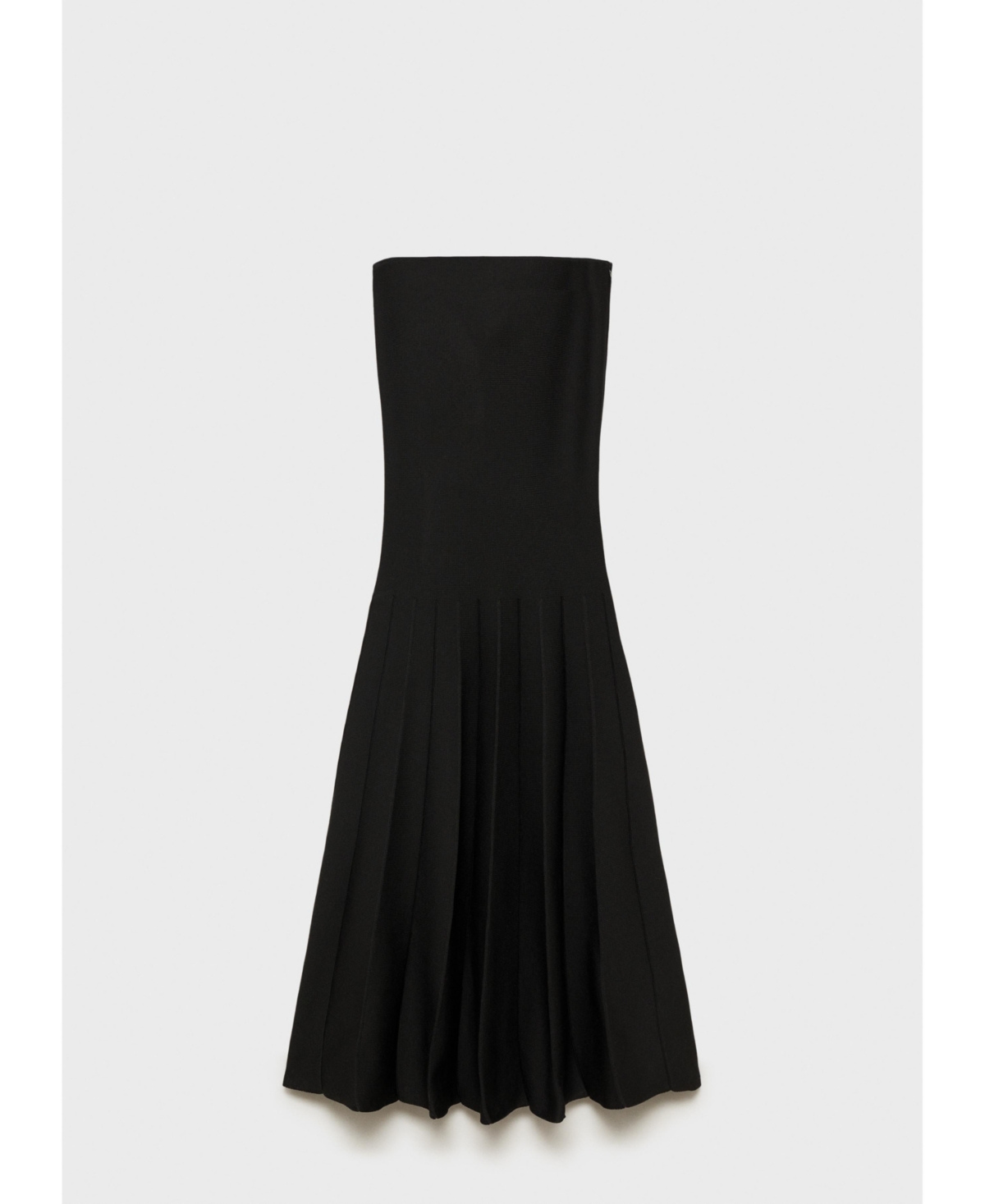 Mango Strapless Flared Knit Dress Black In Black