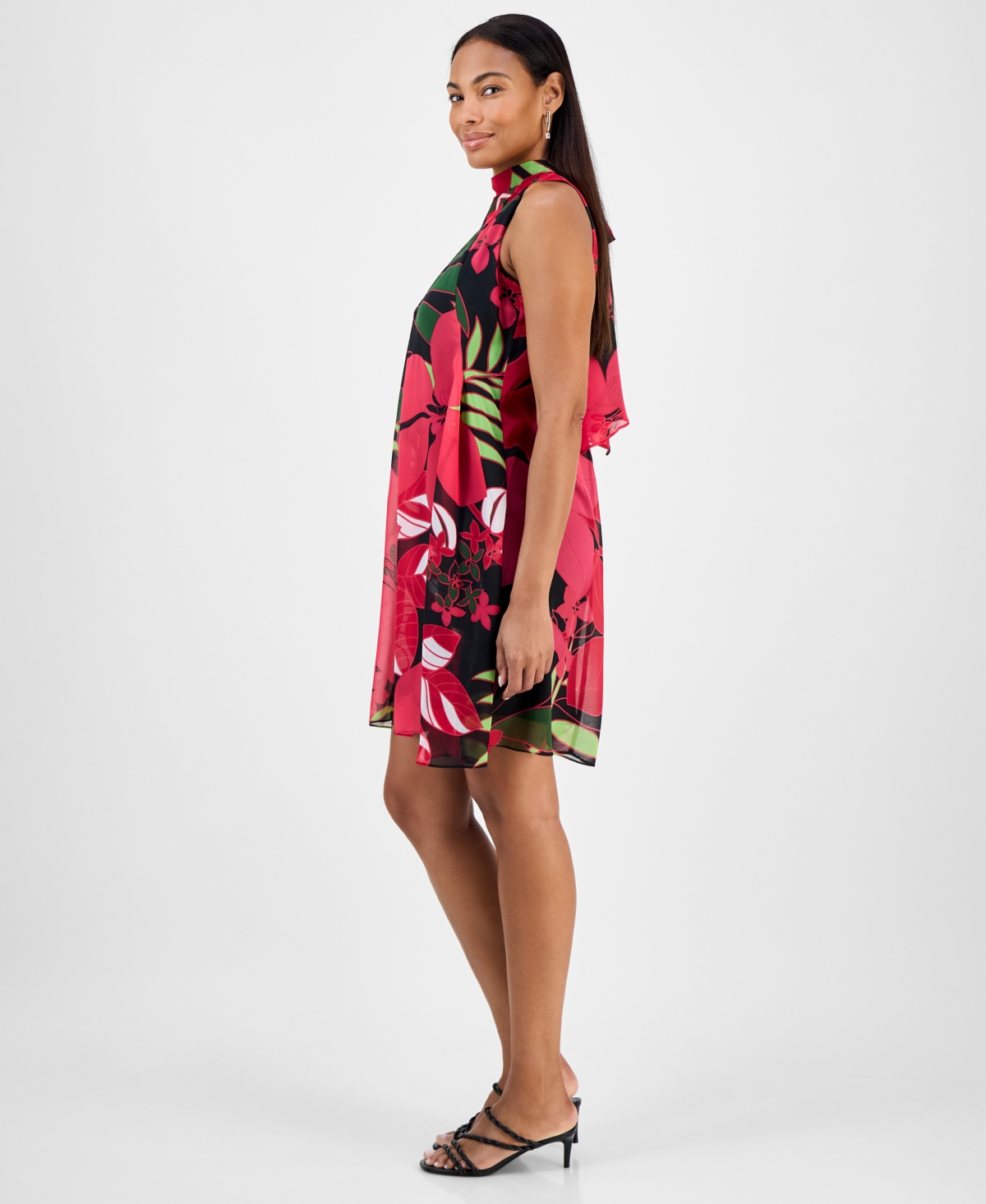 Robbie Bee Petite Printed Bow-back Trapeze Dress