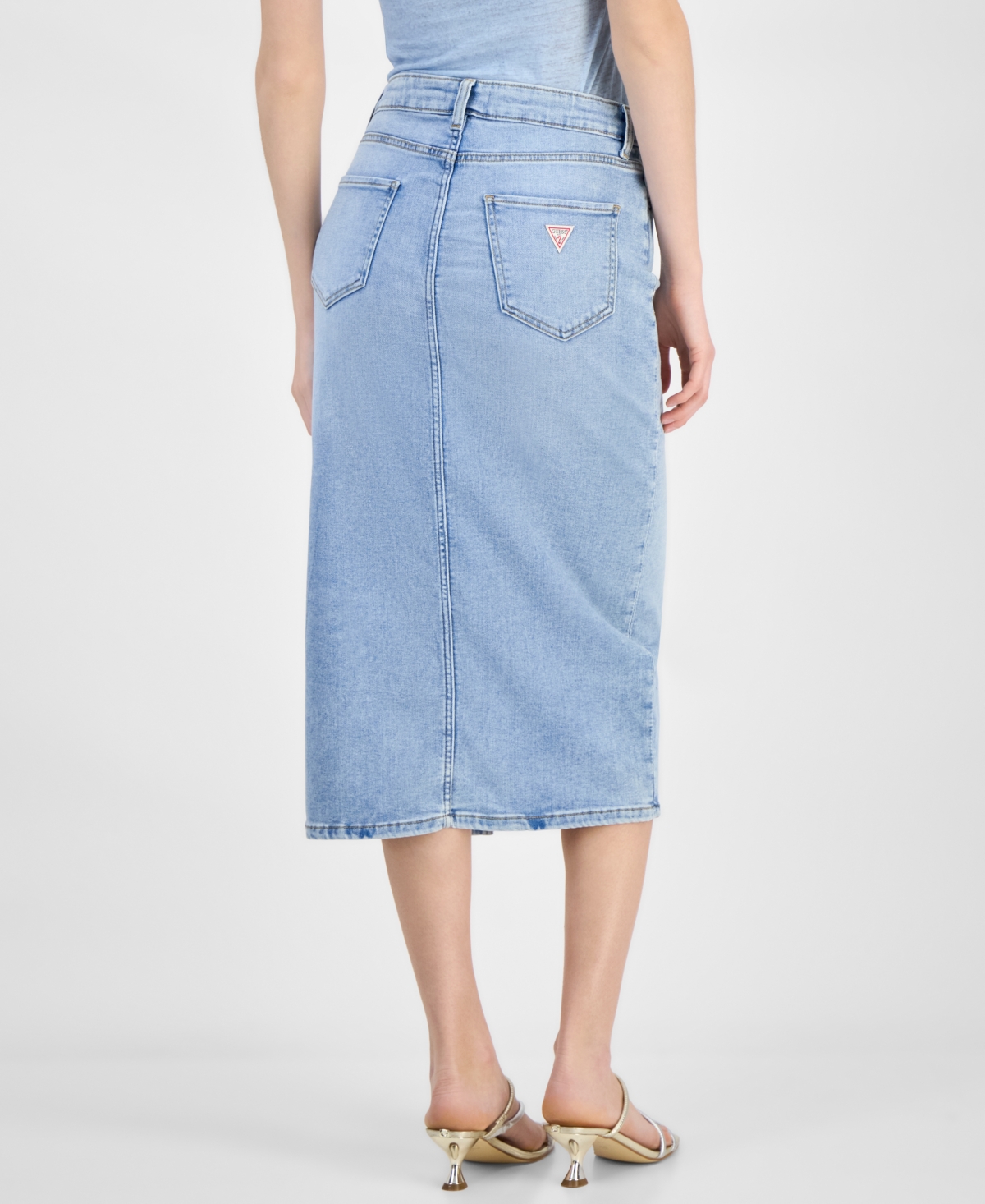 GUESS WOMEN'S MILA DENIM FRONT-SLIT MIDI SKIRT 