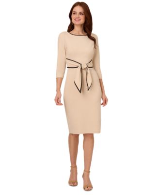 Adrianna Papell - Women's Tipped Tie-Front 3/4-Sleeve Dress