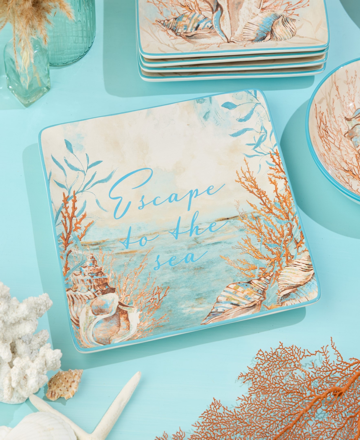 Certified International Escape To The Sea Rectangular Platter In Miscellaneous