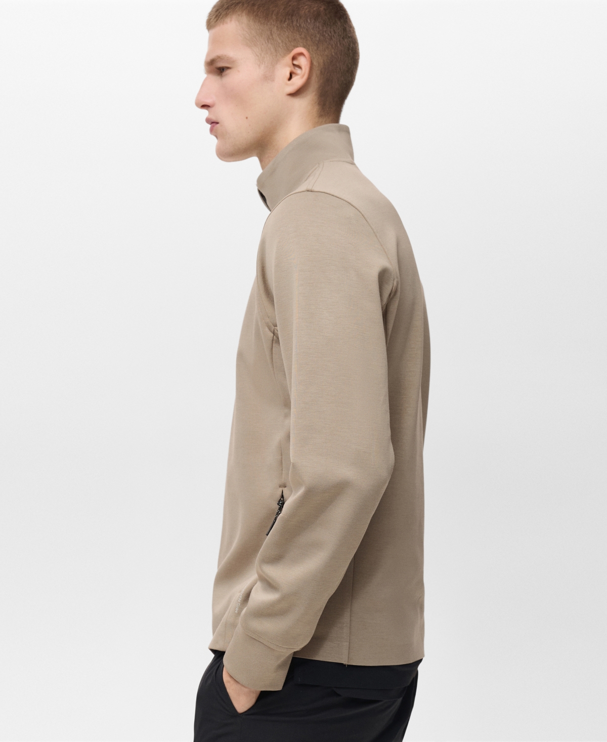 Mango Sudadera Comfort Stretch Quarter Zip Sweatshirt In Neutral