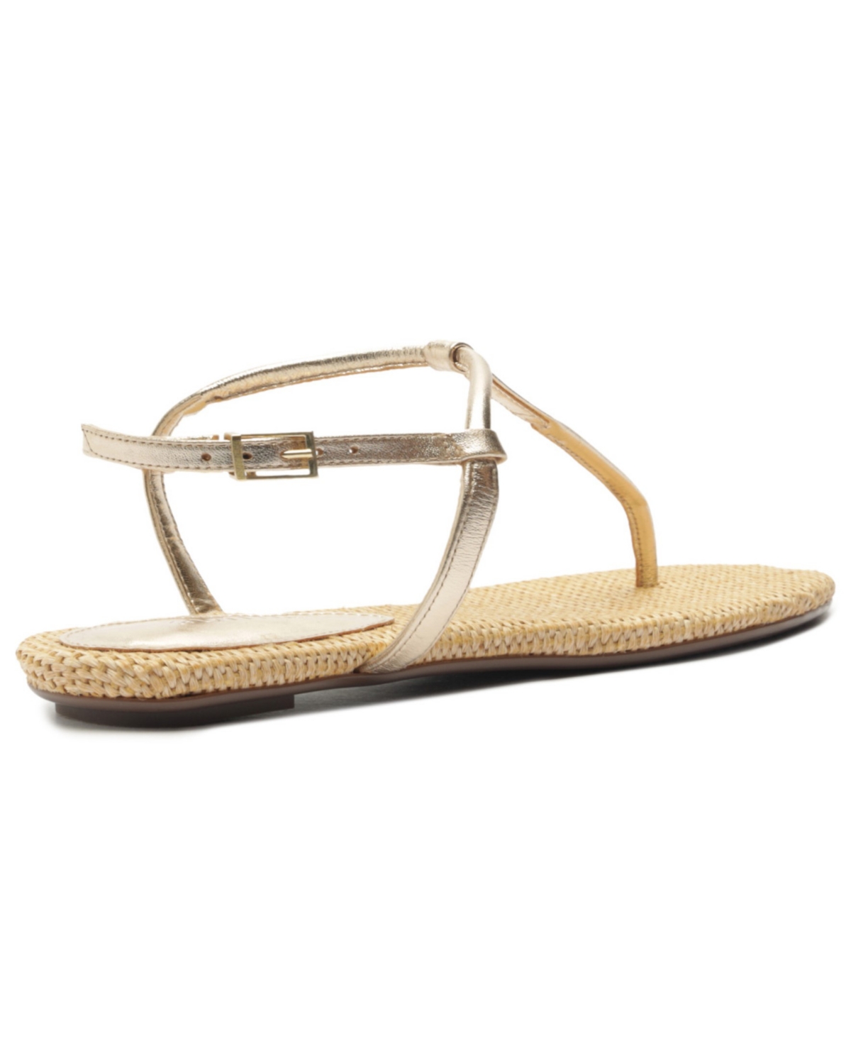 Shop Schutz Women's Elsha Round Toe Flat Sandals In Gold Woven