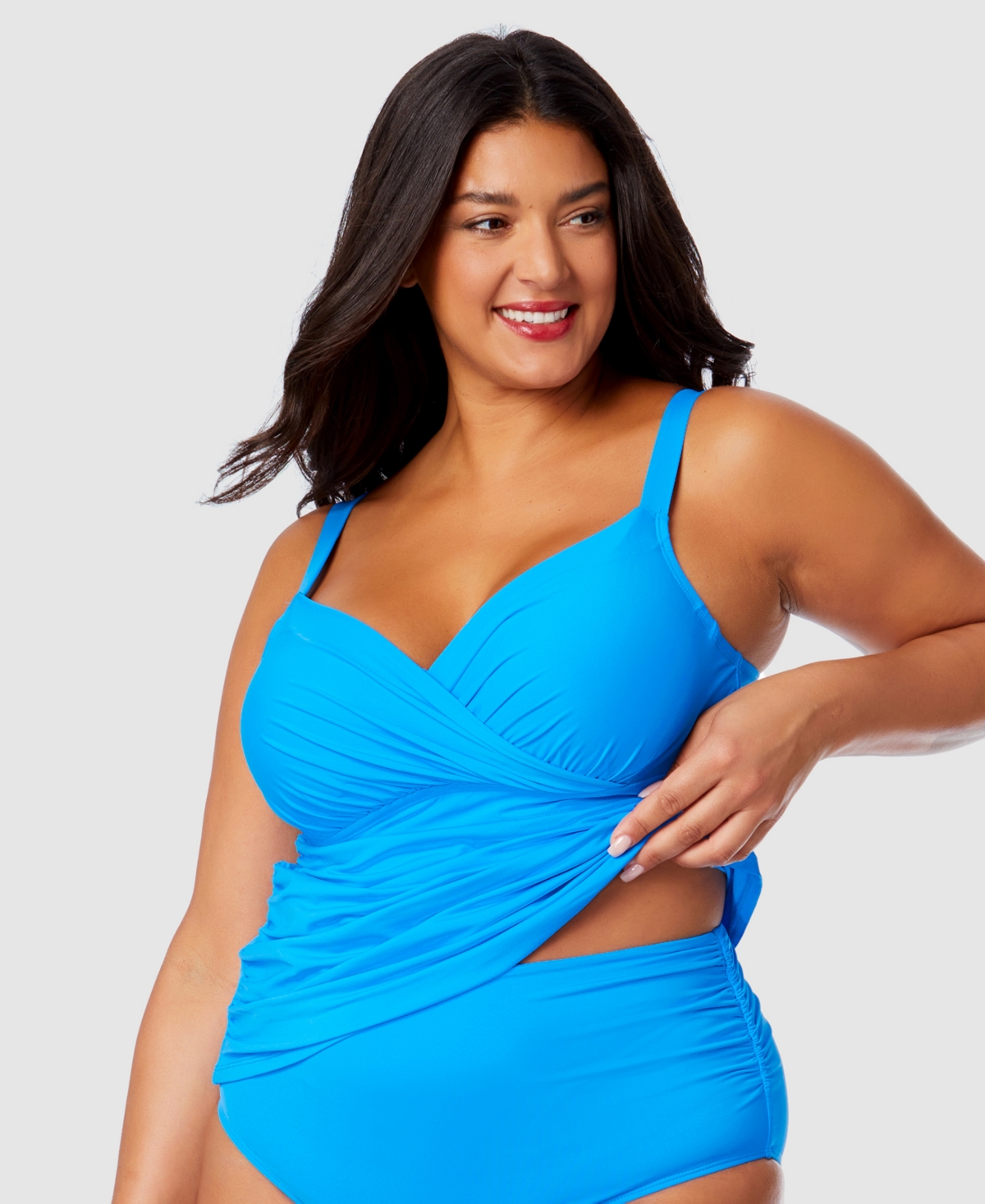 ANNE COLE PLUS SIZE SHIRRED TANKINI TOP 