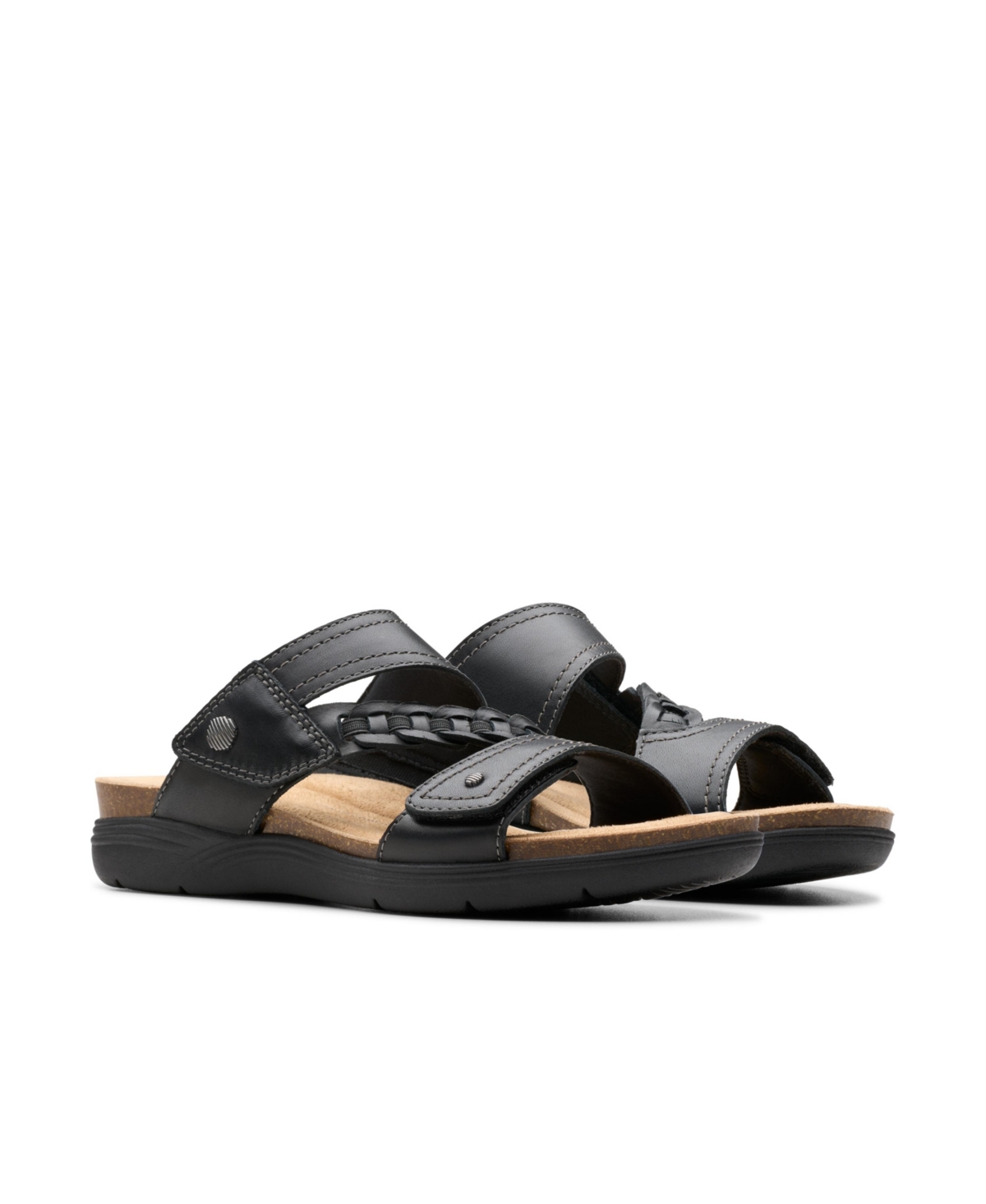 Clarks Women's April Raelyn Slip On Flat Sandals In Black Leather
