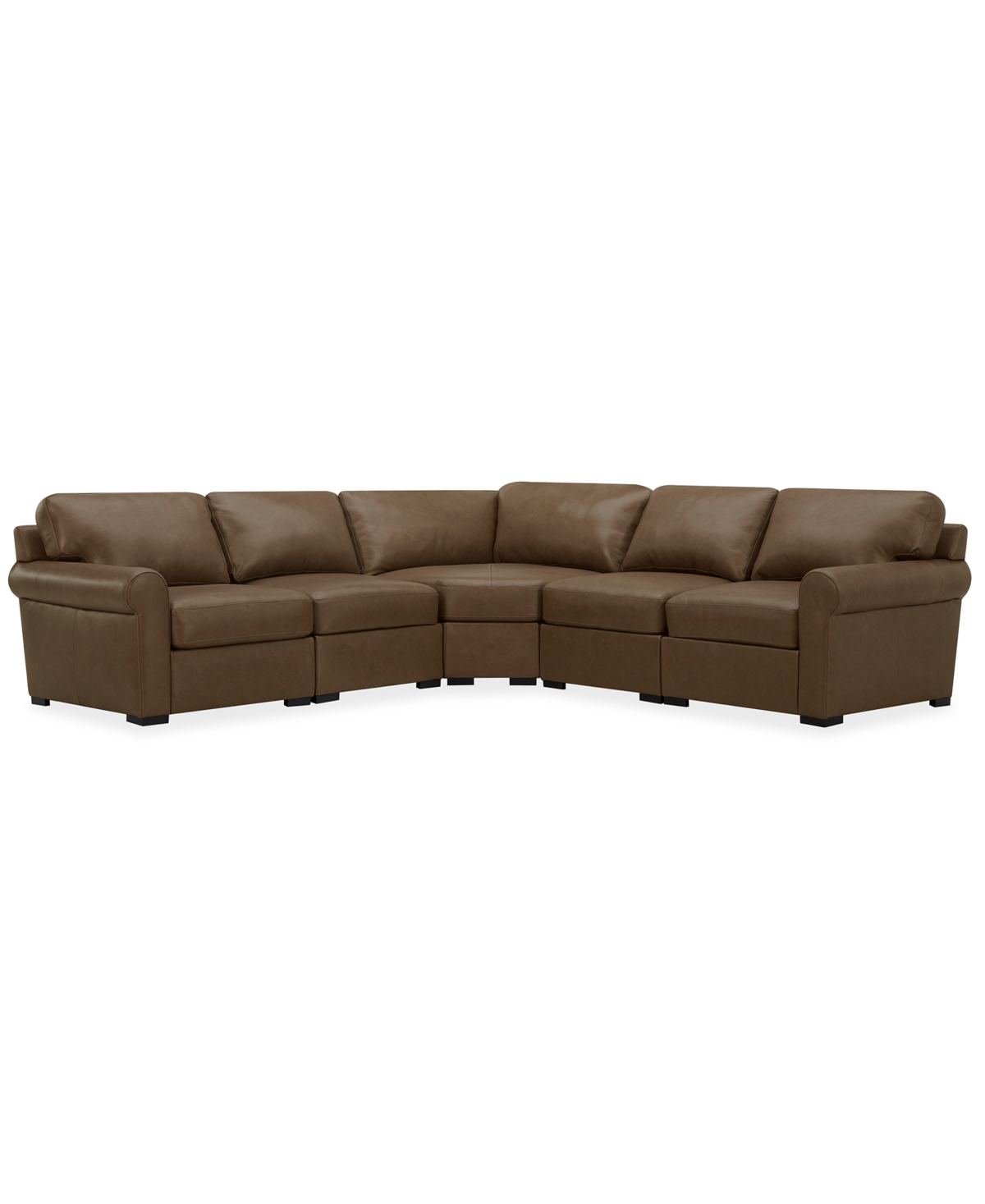 Macy's Radley Roll Arm 117" 4-pc. Leather Wedge Corner L Sectional, Exclusively At