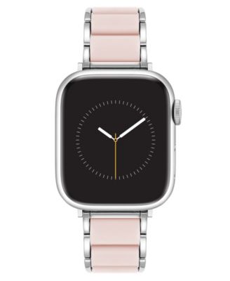 Women's Pink Rubberized Link with Silver-Tone Alloy Metal Band for Apple Watch 44/45/46/49mm