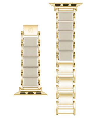Women's Ivory Rubberized Link with Gold-Tone Alloy Metal Band for Apple Watch 10 38/40/41mm
