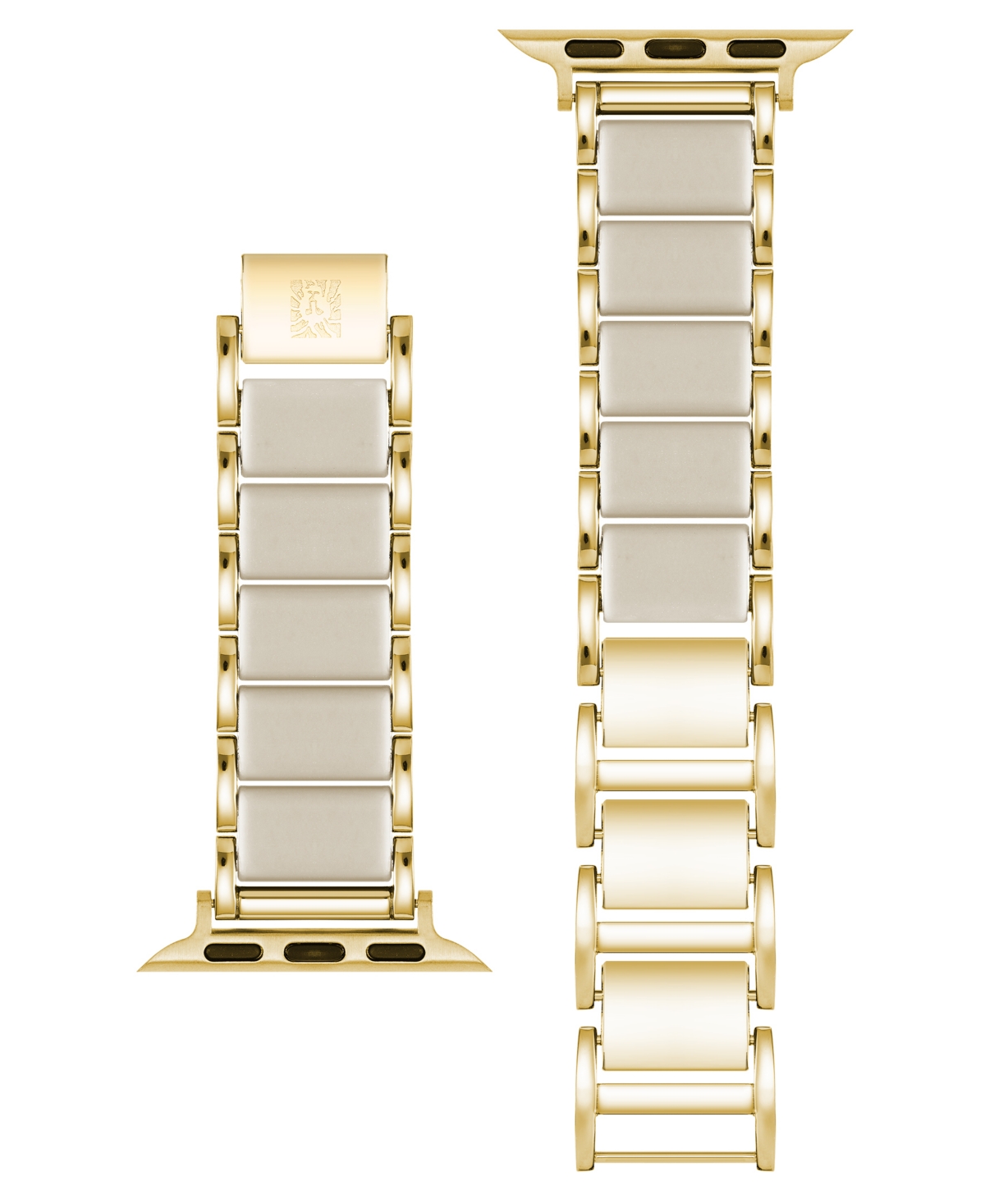 Anne Klein Women's Ivory Rubberized Link With Gold-tone Alloy Metal Band For Apple Watch 10 38/40/41mm In Ivory,gold-tone