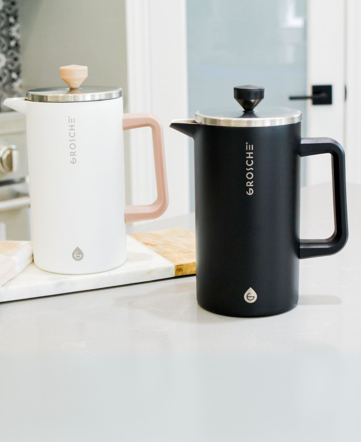 Grosche Dublin 8-cup Double Wall French Press Coffee Maker In White
