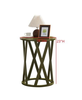 Emma Side End Table - Modern Round Farmhouse Accent Table - Side Table for Living Room, Bedroom, Office