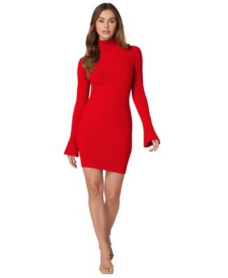 Bebe - Juniors' Bell-Sleeve Ribbed Sweater Dress