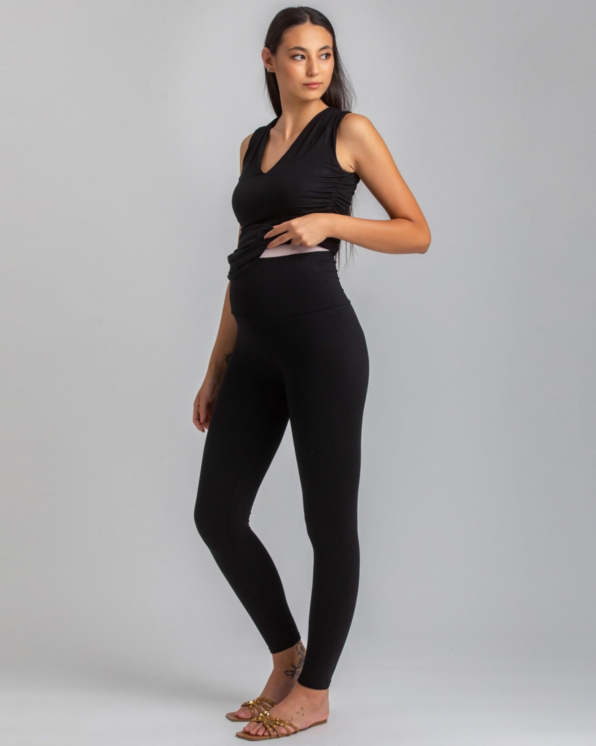 Maternity High-Waisted & Tight Fit Zack Stretch Leggings - Black