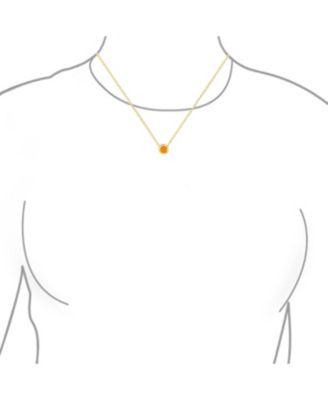 Classic Round 1CT Solitaire Bezel Set Blue White Fire Orange Created Opal Pendant Station Necklace Gold Plated.925 Sterling Silver