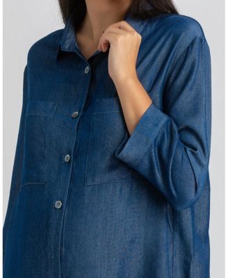 Maternity 3/4 Sleeve Chambray-look Viscose Erica Blouse