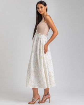 Maternity Floral Print Hidden Pocket Midi Olivia Skirt