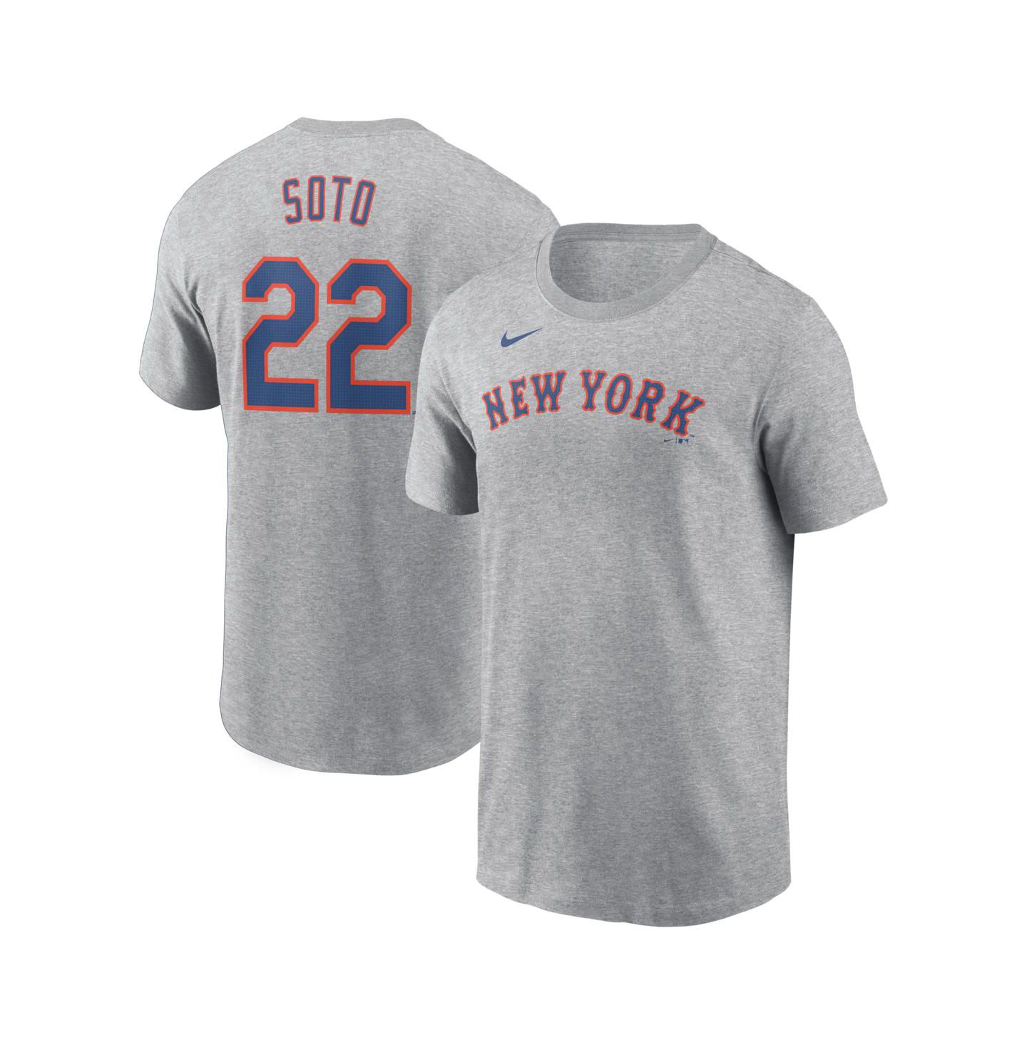 Мужская футболка Nike Juan Soto Heather Gray New York Mets Fuse Name & Number — фото 1